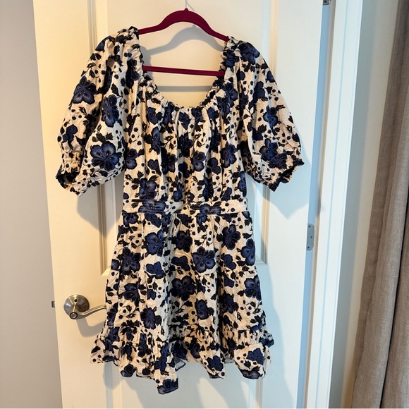 NWT Ulla Johnson Celia Blue Dress Lapis Floral Print Mini Puff Sleeve - Picture 4 of 11